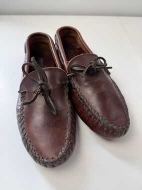 Minnetonka Deep Burgundy Leather Moccasin Slip-Ons